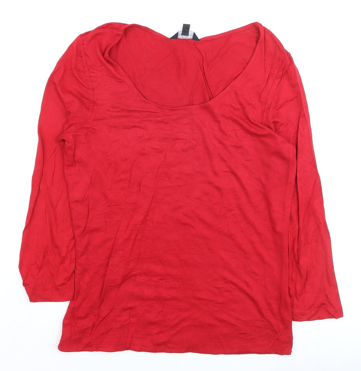 Hobbs Women’s Red 3/4 Sleeve Scoop Neck Stretch Top S