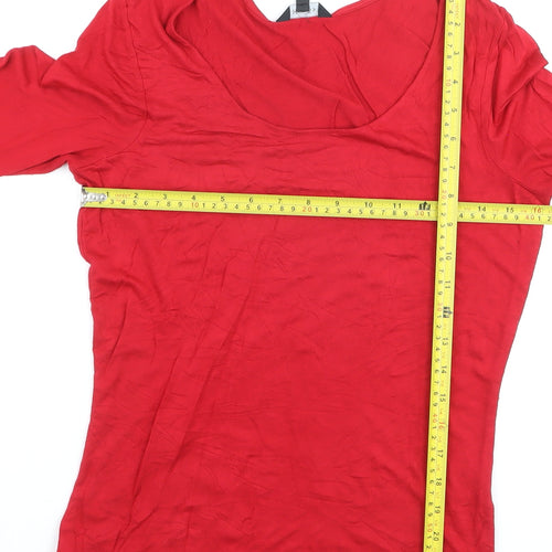 Hobbs Women’s Red 3/4 Sleeve Scoop Neck Stretch Top S