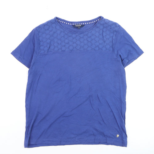 Maine New England Women's Blue Cotton Short Sleeve Eyelet T-Shirt Size 18