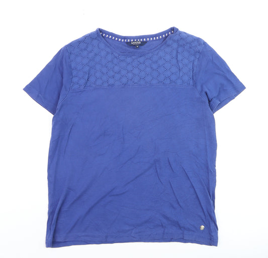 Maine New England Women's Blue Cotton Short Sleeve Eyelet T-Shirt Size 18
