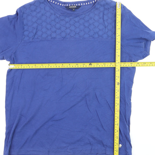Maine New England Women's Blue Cotton Short Sleeve Eyelet T-Shirt Size 18