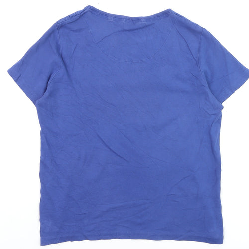Maine New England Women's Blue Cotton Short Sleeve Eyelet T-Shirt Size 18