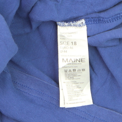 Maine New England Women's Blue Cotton Short Sleeve Eyelet T-Shirt Size 18