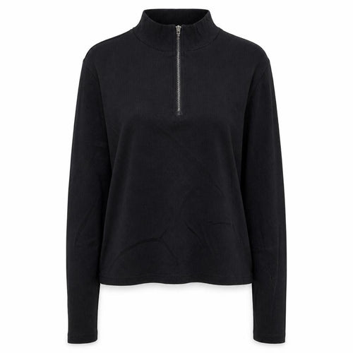 Brave Soul Women's Black Long Sleeve Mock Neck Zip Top L