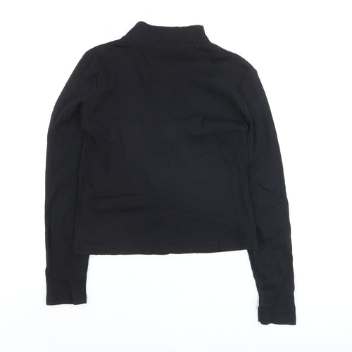 Brave Soul Women's Black Long Sleeve Mock Neck Zip Top L