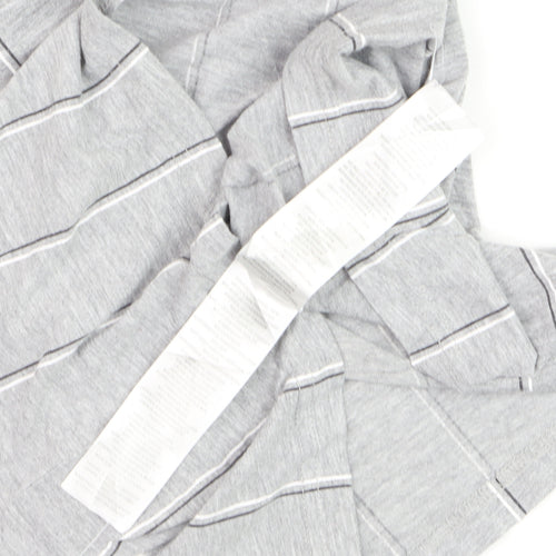 boohooMAN Unisex Grey Striped Basic T-Shirt Size M Crew Neck