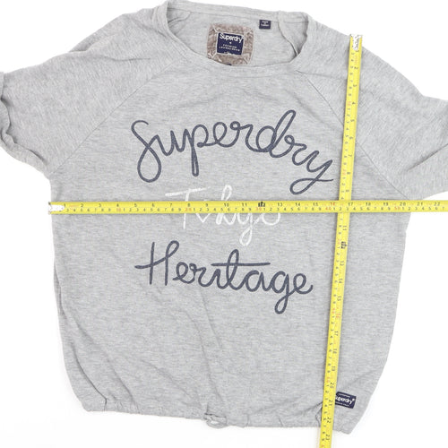 Superdry Women's Grey Pullover Sweatshirt Small Tokyo Heritage Logo