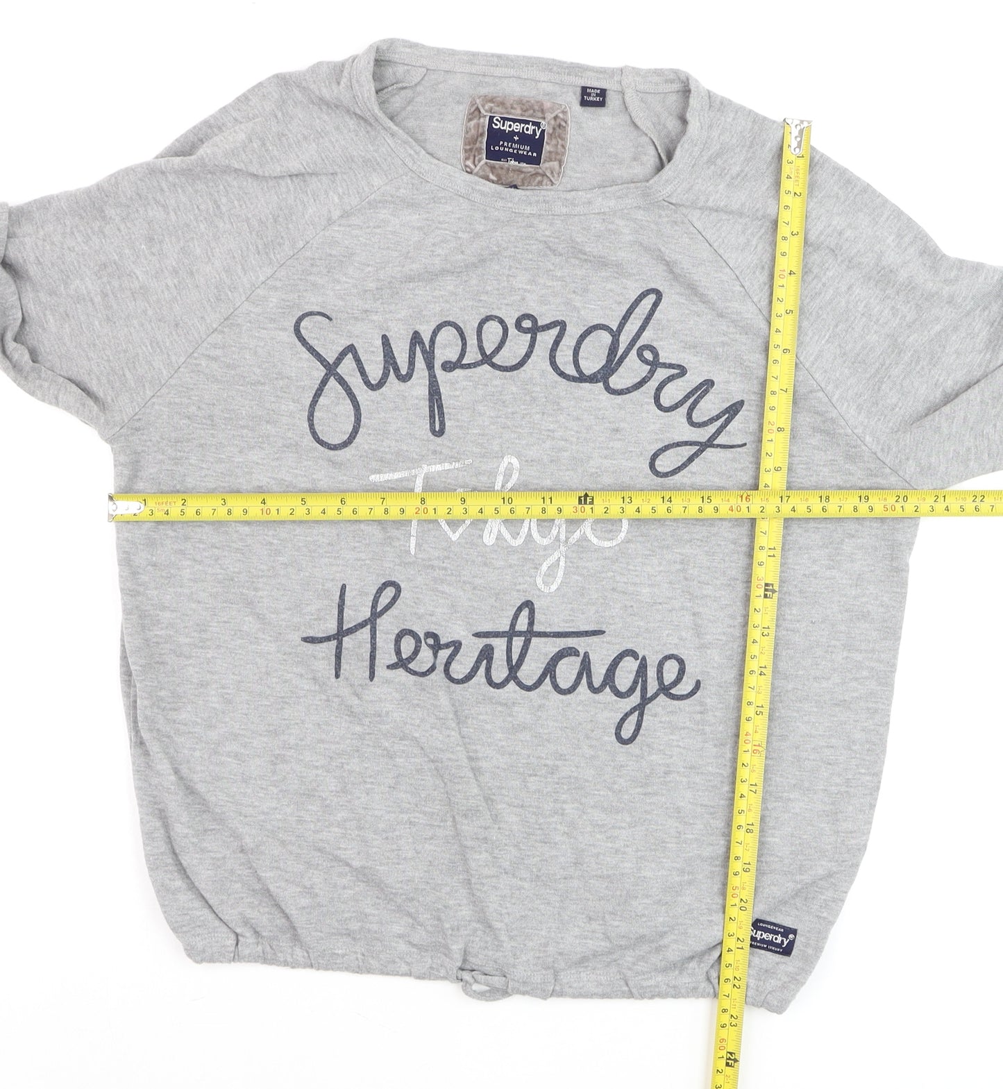 Superdry Women's Grey Pullover Sweatshirt Small Tokyo Heritage Logo