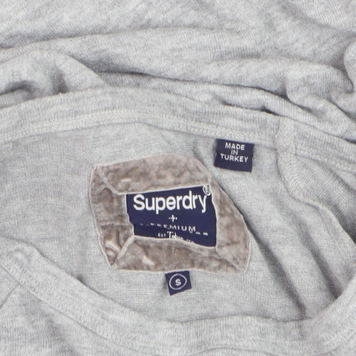 Superdry Women's Grey Pullover Sweatshirt Small Tokyo Heritage Logo