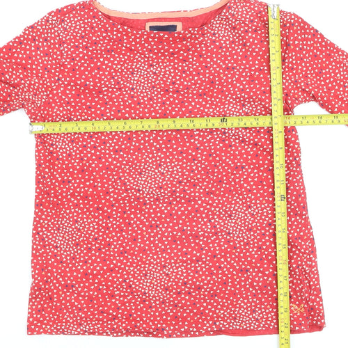 Crew Clothing Women’s Red Geometric Cotton Long Sleeve Blouse Size 8