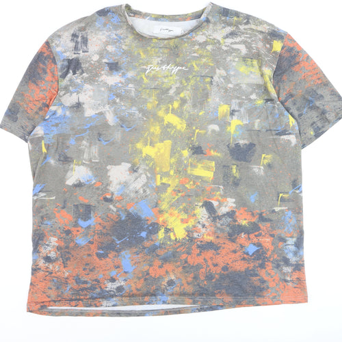 JustHype Men's Multicoloured Graphic Print Crew Neck T-Shirt L