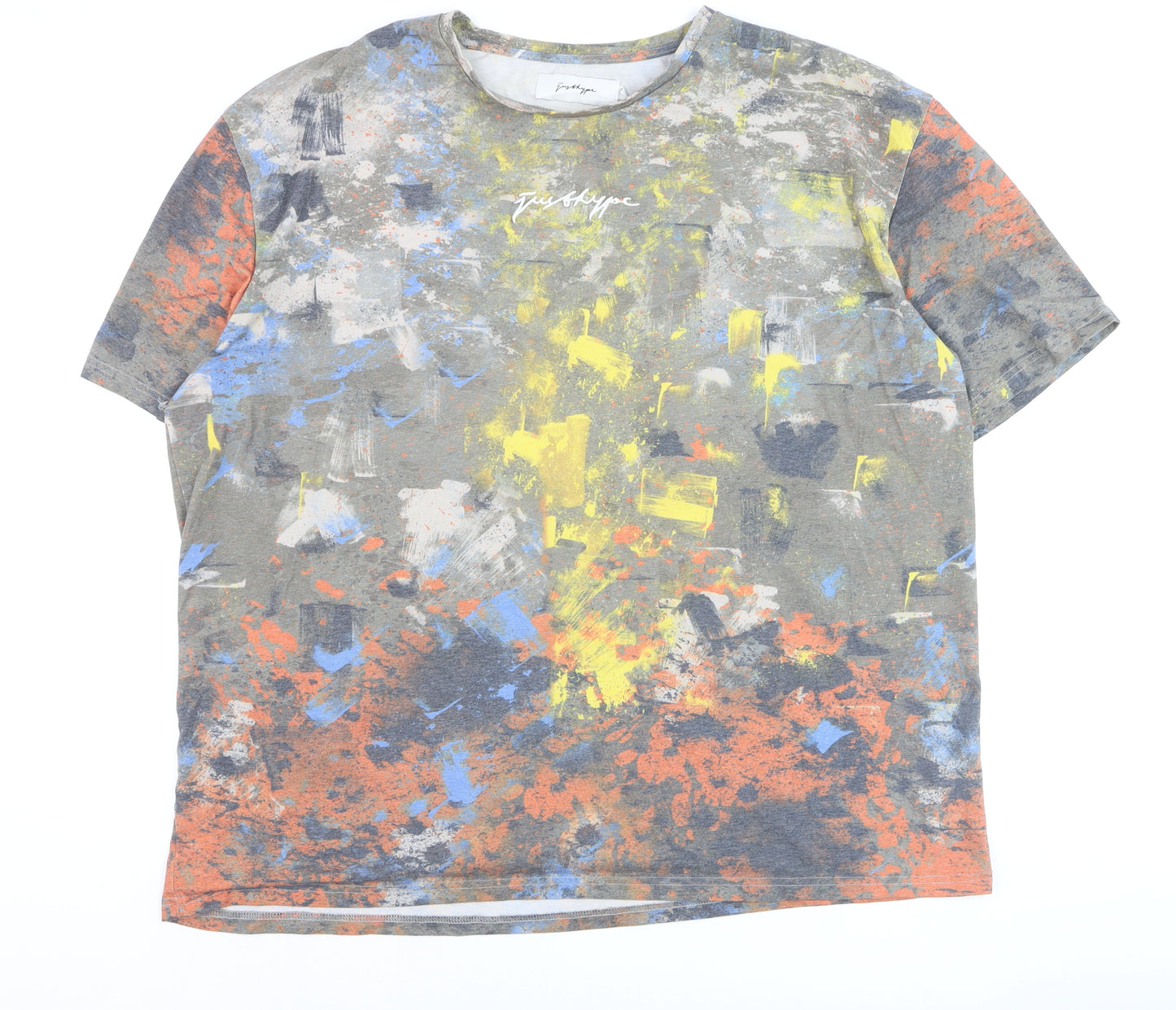 JustHype Men's Multicoloured Graphic Print Crew Neck T-Shirt L