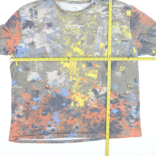 JustHype Men's Multicoloured Graphic Print Crew Neck T-Shirt L