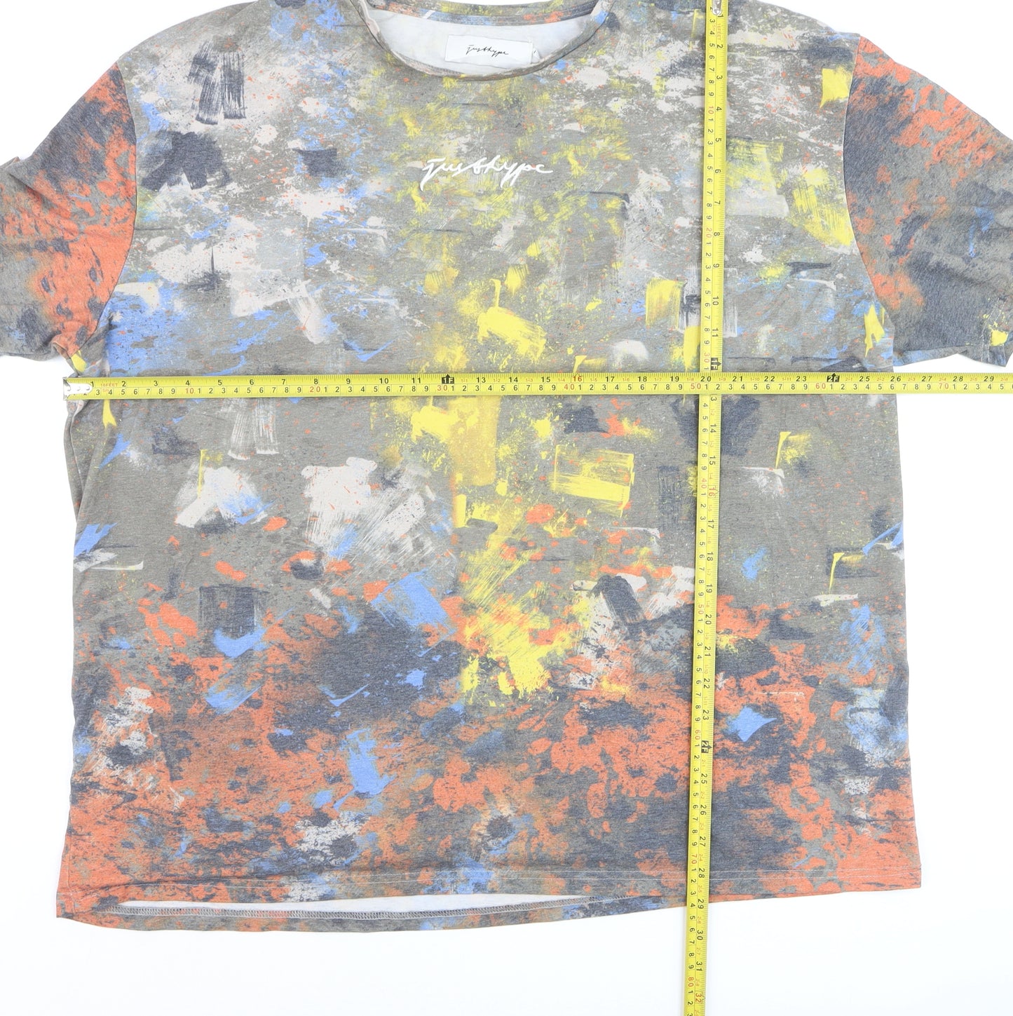 JustHype Men's Multicoloured Graphic Print Crew Neck T-Shirt L