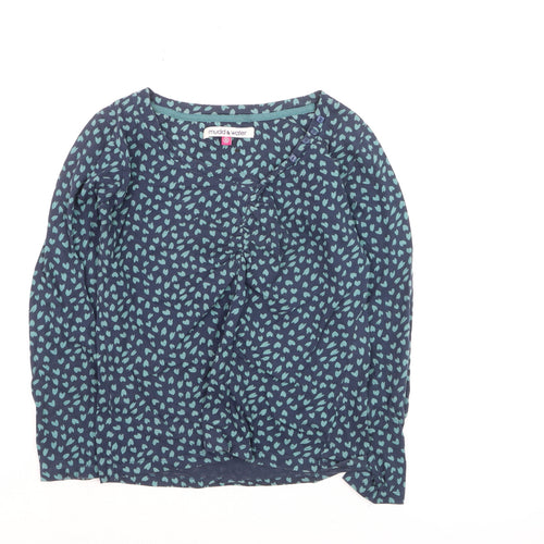 Mudd & Water Women's Blue Cotton Long Sleeve Patterned Blouse Size 10