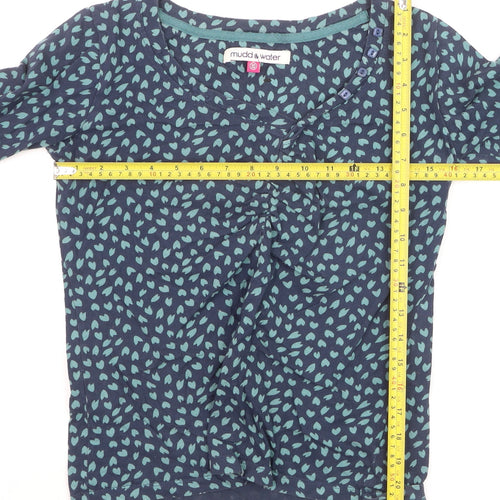 Mudd & Water Women's Blue Cotton Long Sleeve Patterned Blouse Size 10