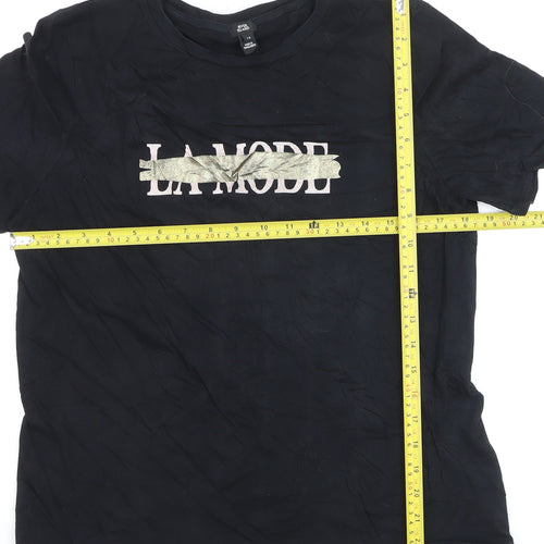 River Island Unisex Black LA Mode Graphic Cotton T-Shirt L