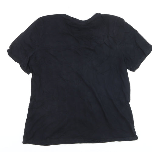 River Island Unisex Black LA Mode Graphic Cotton T-Shirt L