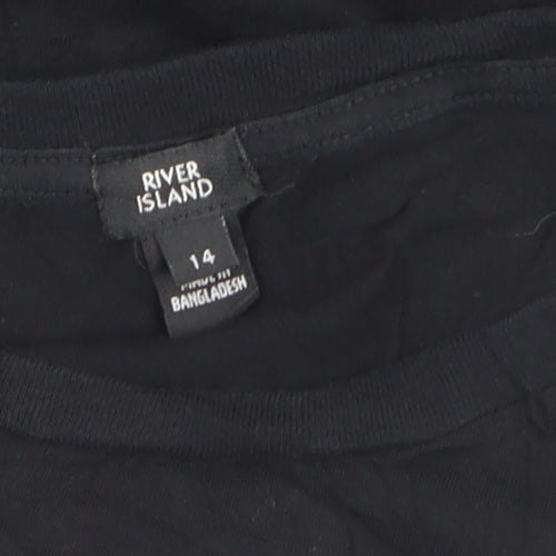 River Island Unisex Black LA Mode Graphic Cotton T-Shirt L