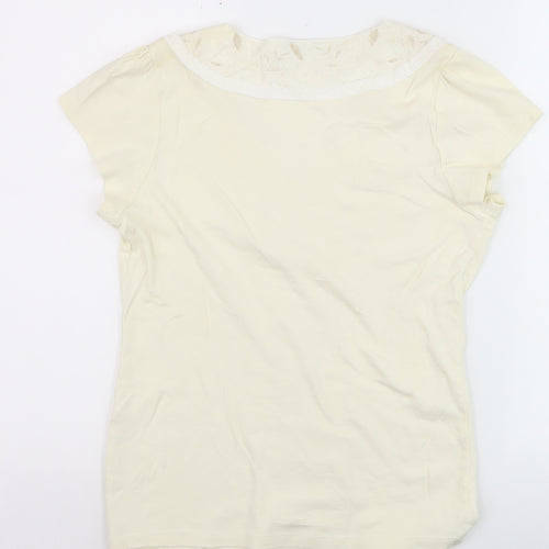 Marks and Spencer Per Una Women’s Ivory Embroidered V-Neck T-Shirt Size 12