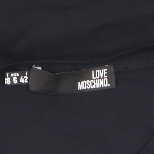 Love Moschino Women's Black Red Heart Glitter T-Shirt Size 10