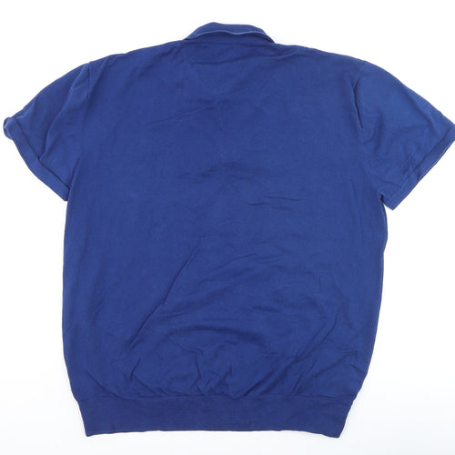 Next Men's Blue XL 1/4 Zip Cotton Polo Shirt