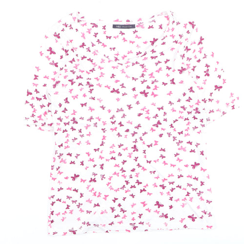 Marks and Spencer Womens Multicoloured Butterfly Cotton T-Shirt Size 14