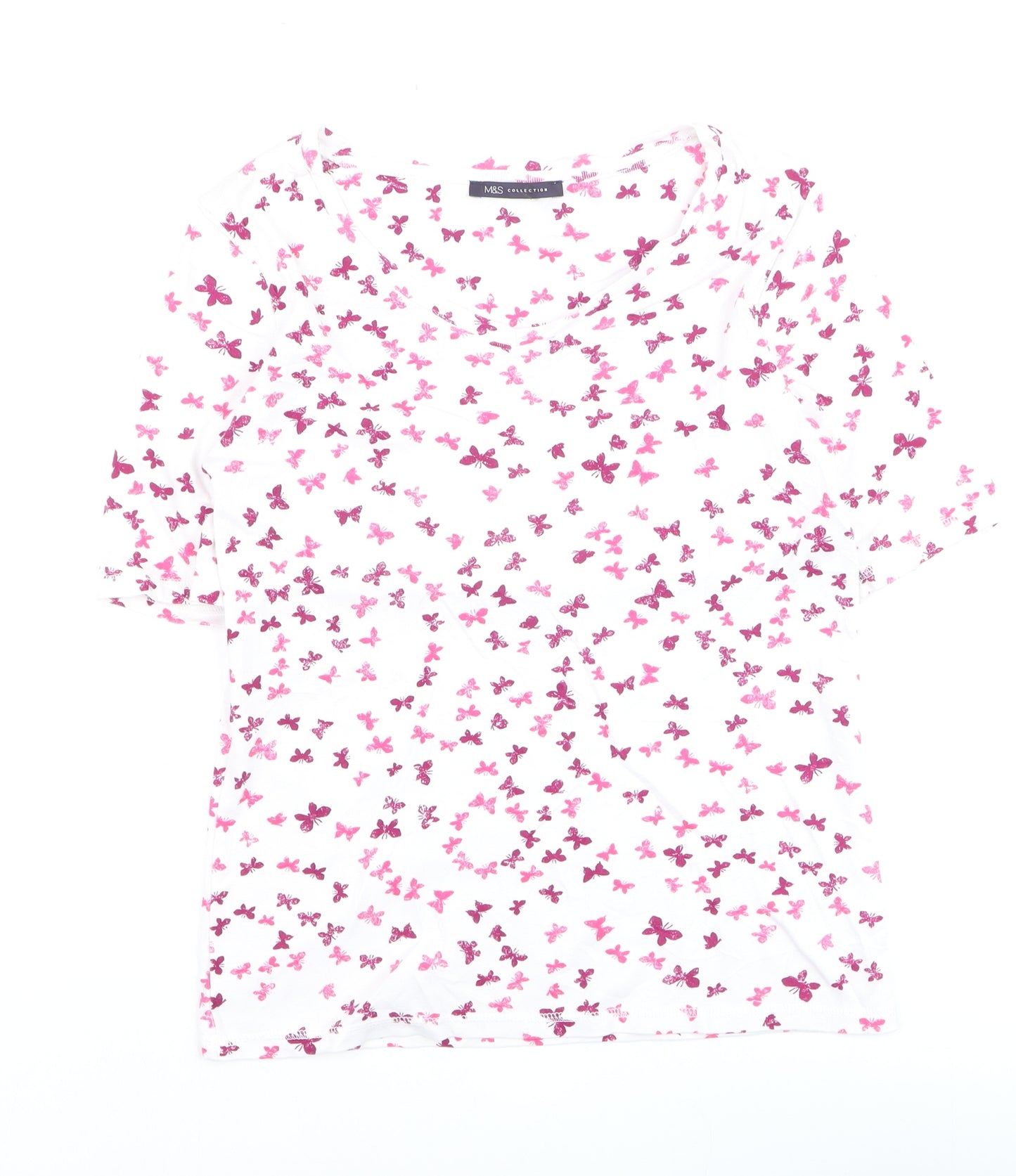 Marks and Spencer Womens Multicoloured Butterfly Cotton T-Shirt Size 14