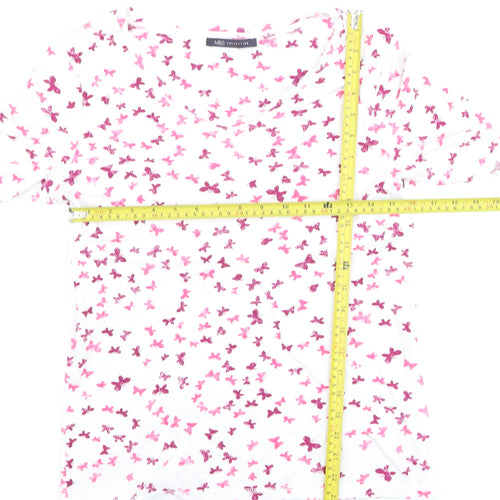 Marks and Spencer Womens Multicoloured Butterfly Cotton T-Shirt Size 14