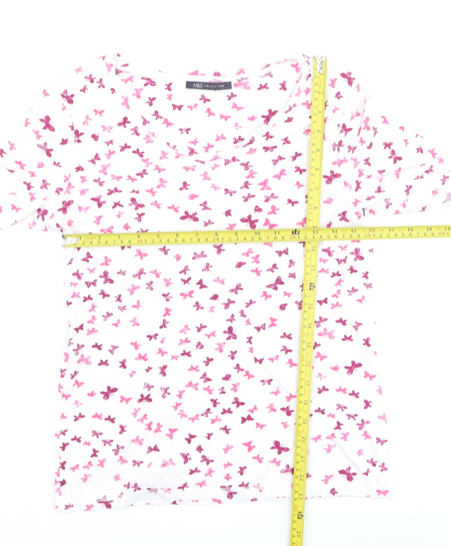 Marks and Spencer Womens Multicoloured Butterfly Cotton T-Shirt Size 14