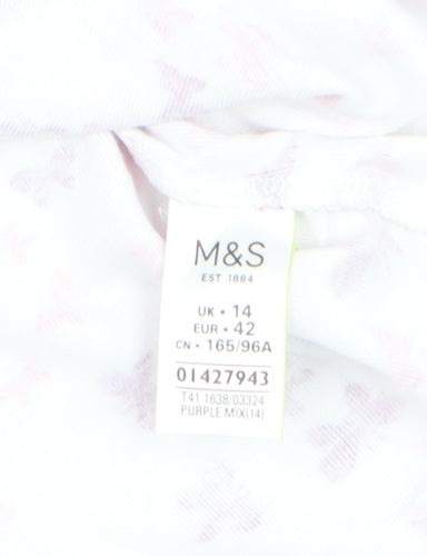 Marks and Spencer Womens Multicoloured Butterfly Cotton T-Shirt Size 14