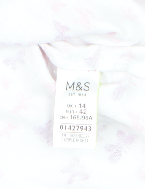 Marks and Spencer Womens Multicoloured Butterfly Cotton T-Shirt Size 14