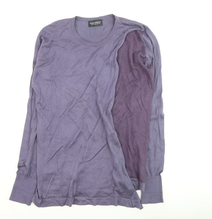 John Smedley Women's Purple Cotton Silk Crew Neck Jumper Size M