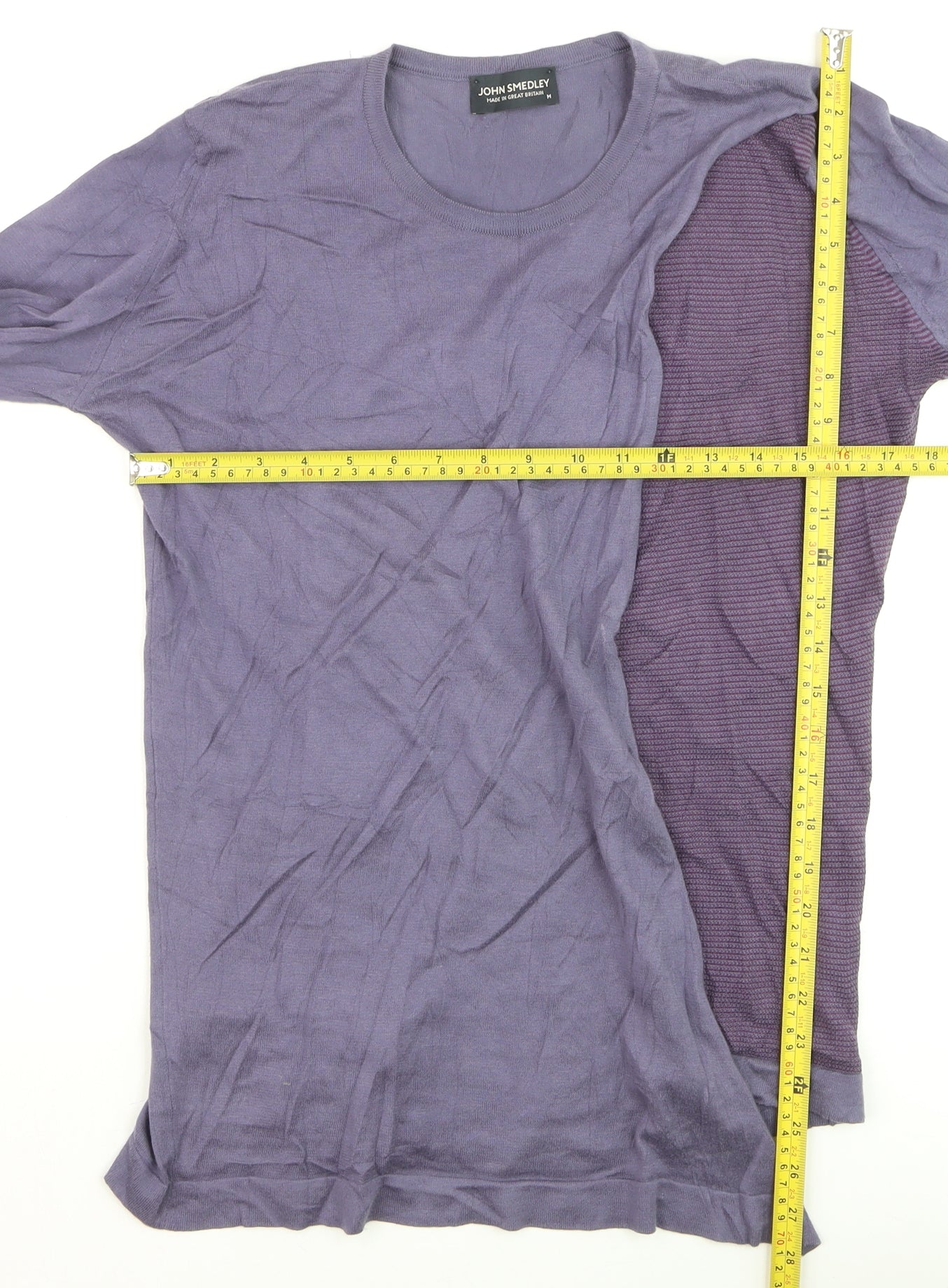 John Smedley Women's Purple Cotton Silk Crew Neck Jumper Size M