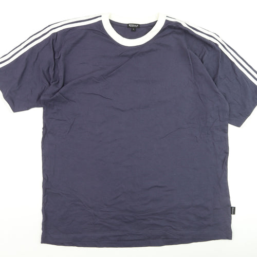 Originals Mens Blue Crew Neck Short Sleeve Striped T-Shirt L