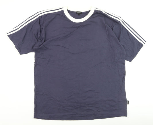 Originals Mens Blue Crew Neck Short Sleeve Striped T-Shirt L