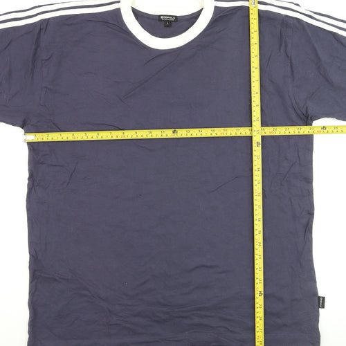 Originals Mens Blue Crew Neck Short Sleeve Striped T-Shirt L