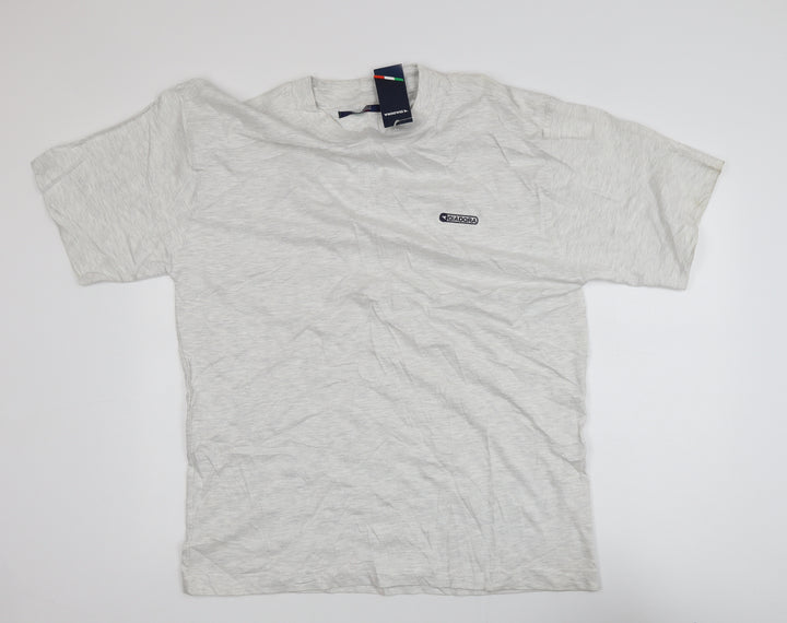 Diadora Men’s Grey Crew Neck Short Sleeve Cotton T-Shirt Size L
