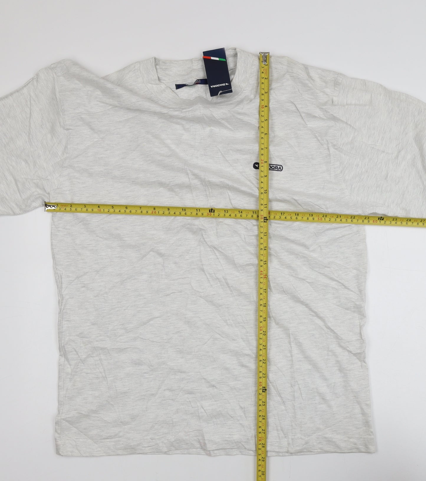 Diadora Men’s Grey Crew Neck Short Sleeve Cotton T-Shirt Size L