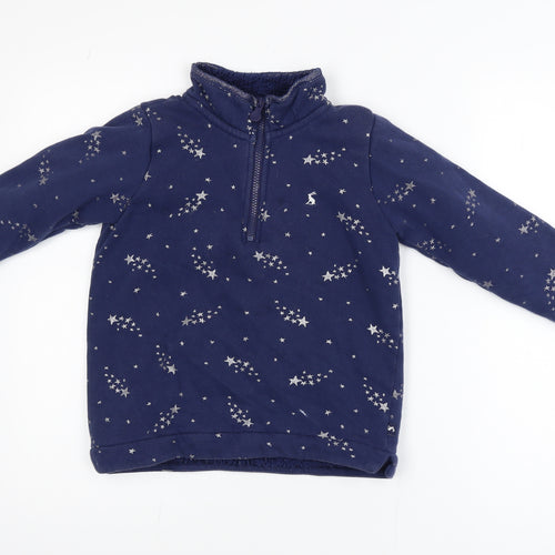 Joules Girls Blue Star Print Fleece 1/4 Zip Activewear Jacket 7-8 Years
