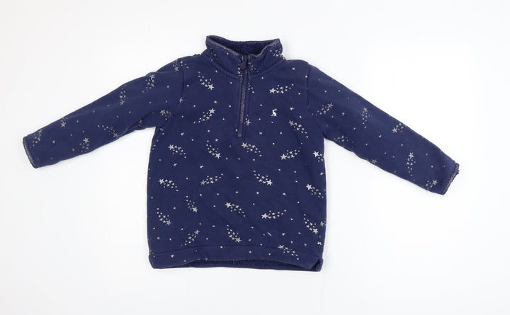 Joules Girls Blue Star Print Fleece 1/4 Zip Activewear Jacket 7-8 Years