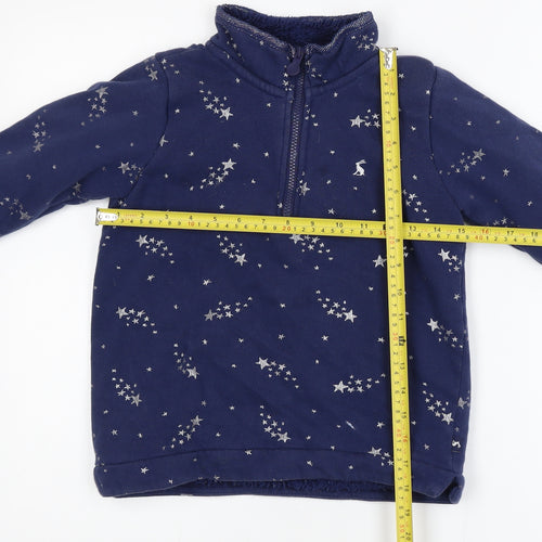Joules Girls Blue Star Print Fleece 1/4 Zip Activewear Jacket 7-8 Years