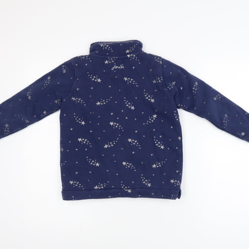 Joules Girls Blue Star Print Fleece 1/4 Zip Activewear Jacket 7-8 Years