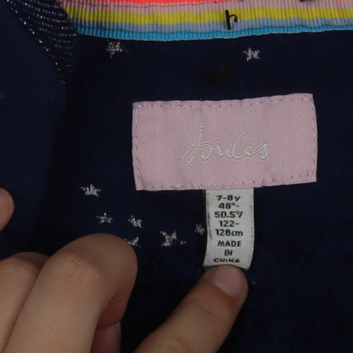 Joules Girls Blue Star Print Fleece 1/4 Zip Activewear Jacket 7-8 Years