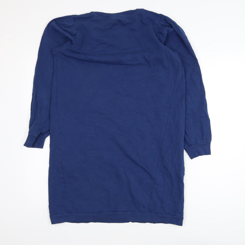 Oliver Bonas Women Blue Tunic Sweatshirt UK 12 Cotton Blend