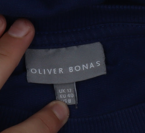 Oliver Bonas Women Blue Tunic Sweatshirt UK 12 Cotton Blend