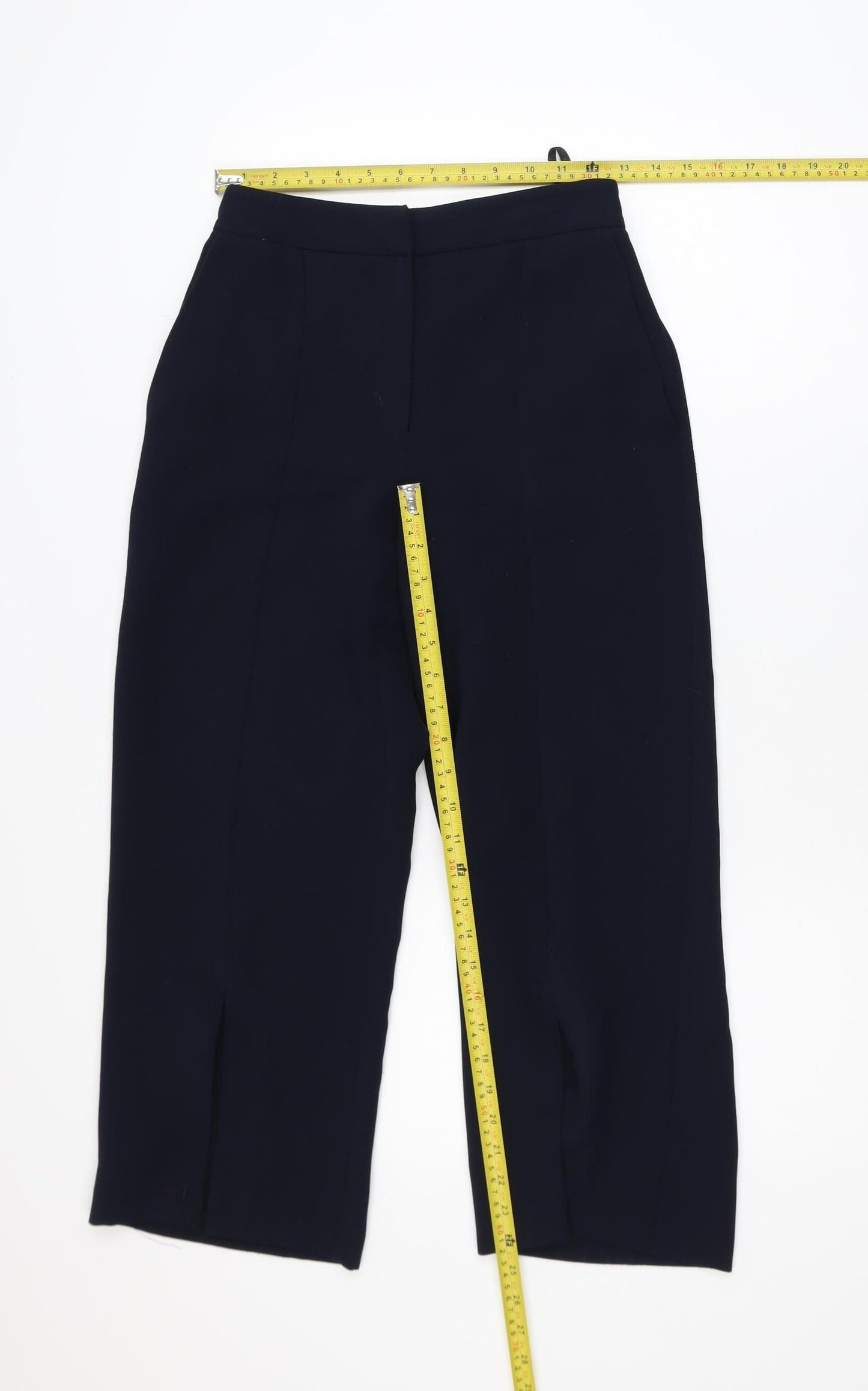Topshop Women’s Black Cropped Twill Trousers Size 6
