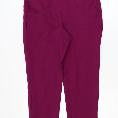 Marks and Spencer Women Magenta Size 12 Cropped Trousers Viscose Blend
