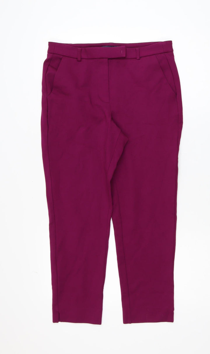 Marks and Spencer Women Magenta Size 12 Cropped Trousers Viscose Blend