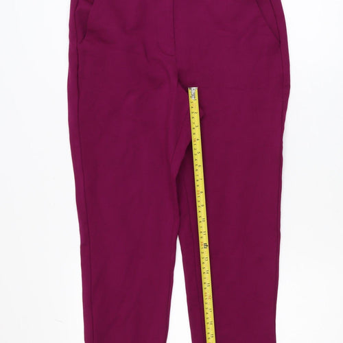 Marks and Spencer Women Magenta Size 12 Cropped Trousers Viscose Blend